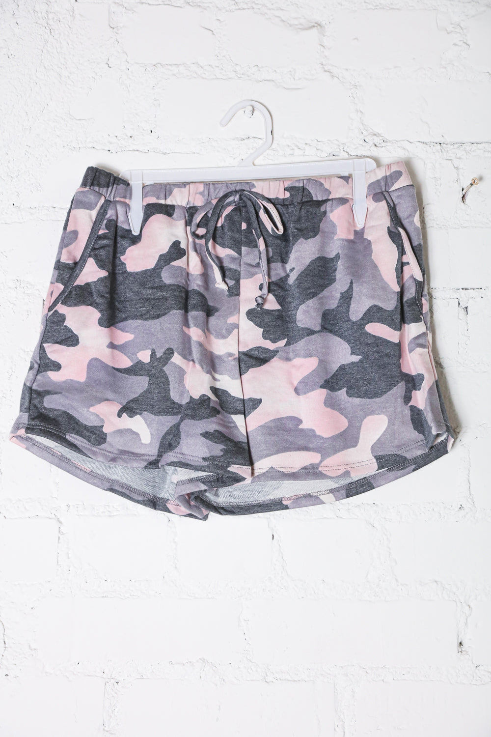 Be Bold Pink/Black Camo French Terry Pocket Shorts