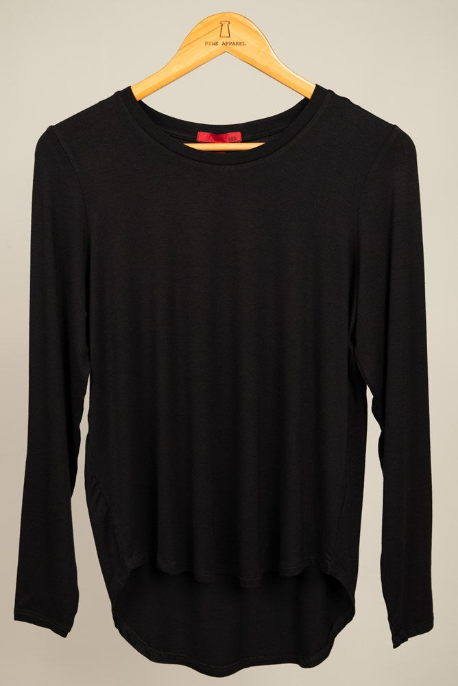 Long Sleeve Crew Neck Top Black