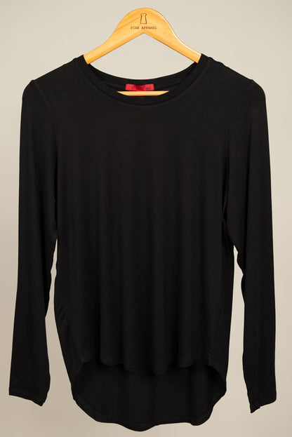 Long Sleeve Crew Neck Top Black