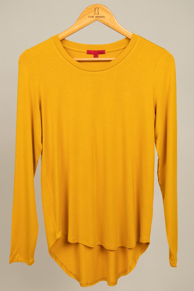 Long Sleeve Crew Neck Top Gold