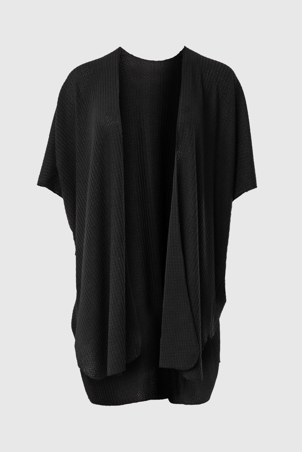 Waffle Knit Kimono Black