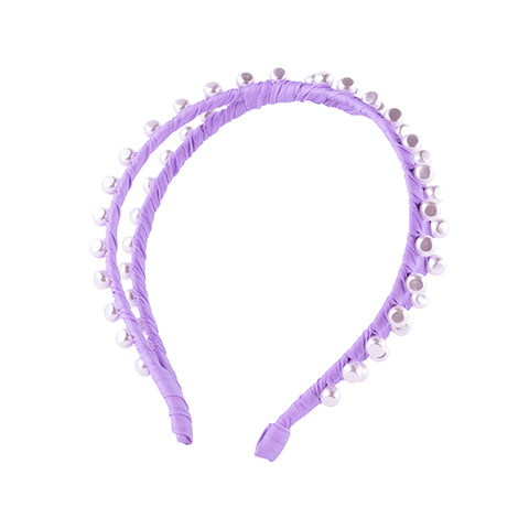 Lilly Cross Layered Headband, Lilac with Pearls