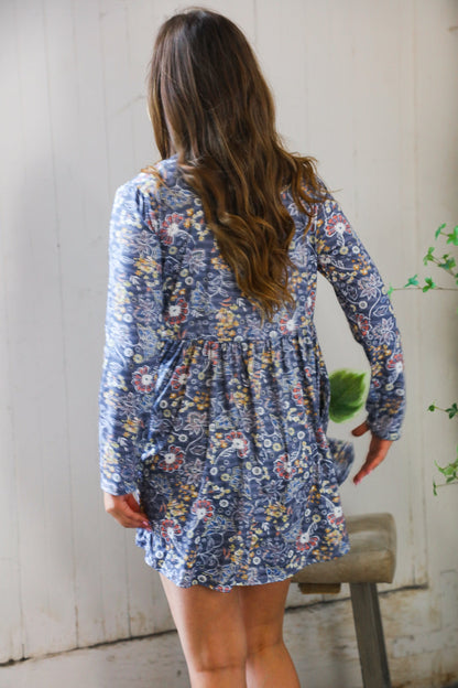 Midnight Meadows Charcoal Swing Dress