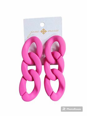 Hot Pink Link Statement Earrings