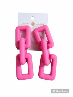 Hot Pink Chain Statement Earrings