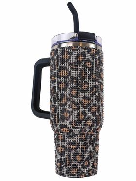 SS Tumbler Sequin 40oz Leopard