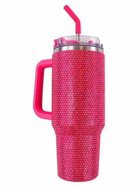 SS Tumbler Sequin 40oz Hot Pink