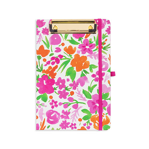 Mini Clipboard Folio, Watercolor Flowers