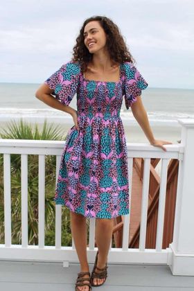 SS Scalloped Dress Tropical