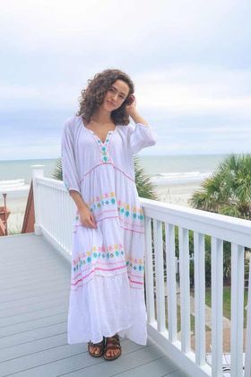 Embroidery Maxi Dress White